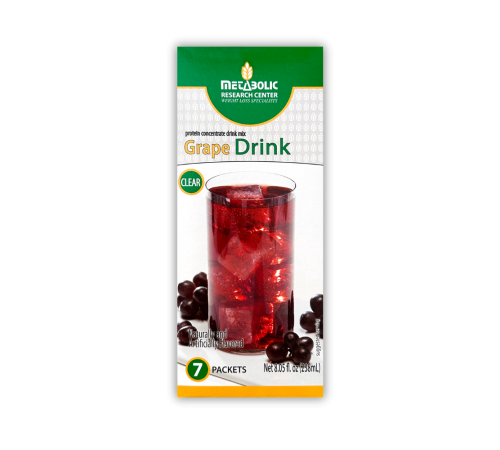 Grape protein drink made by Metabolic Research Center box front