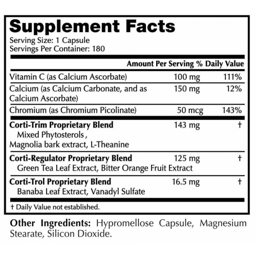 Metabolic Web Store MRC Corti-trim Supplement label