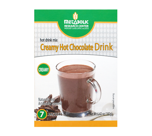 Metabolic Research Center brand Creamy Hot Chocolate protein powder box front