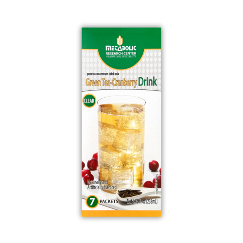 Green Tea Cranberry protein drink made by Metabolic Research Center box front
