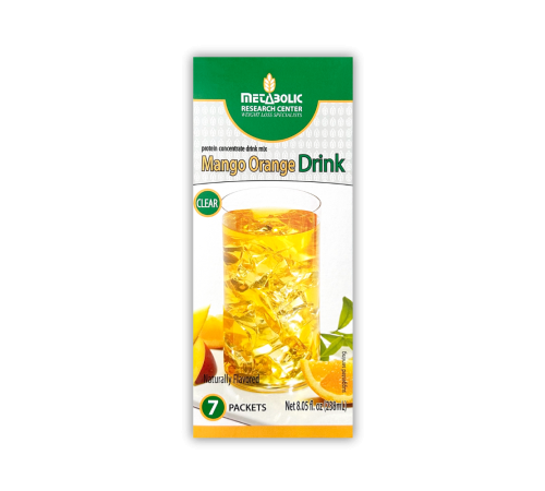 Mango Orange protein drink made by Metabolic Research Center box front
