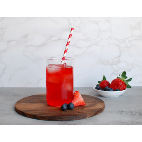 Metabolic Web Store MRC Mixed Berry protein drink in an iced glass with strawberries and blueberries