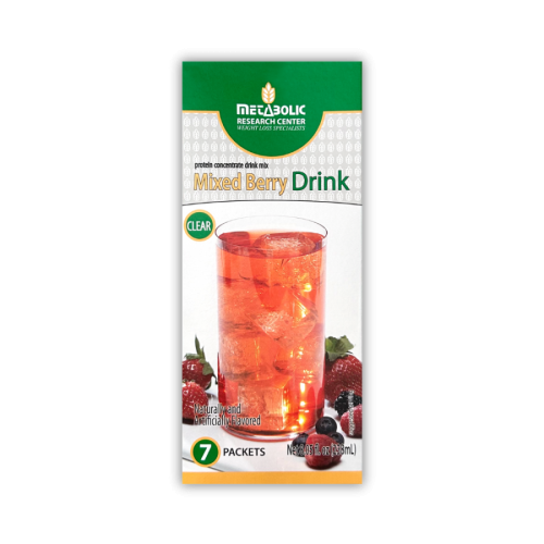 Mixed Berry protein drink made by Metabolic Research Center box front